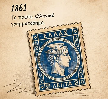 1861: το πρώτο ελληνικό γραμματόσημο, η μπλε «Μεγάλη Κεφαλή του Ερμή» των 2 λεπτών
